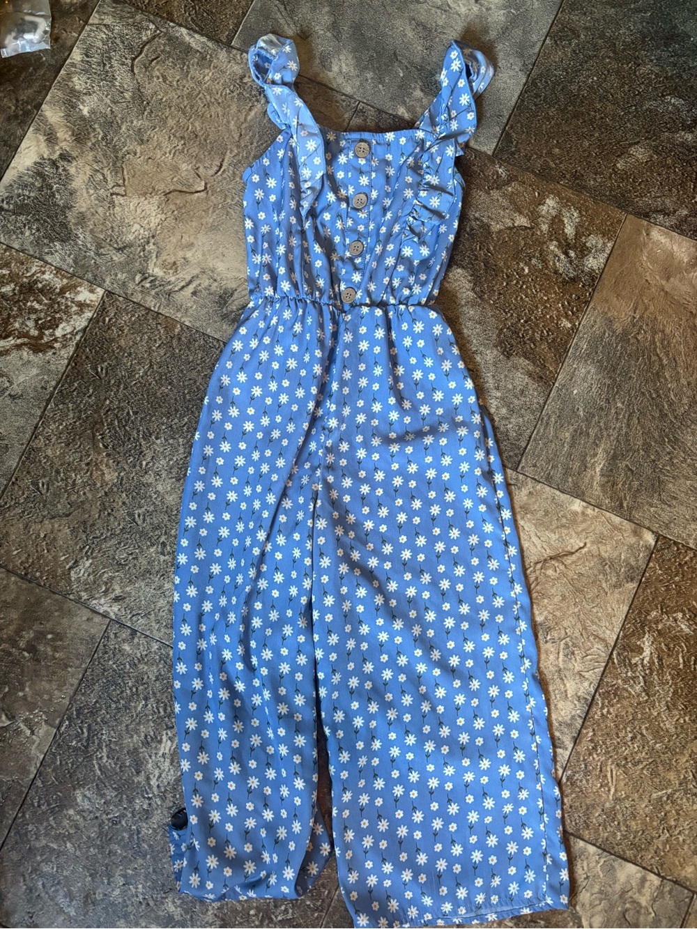 Blue Daisy Print Wide-Leg Jumpsuit girls